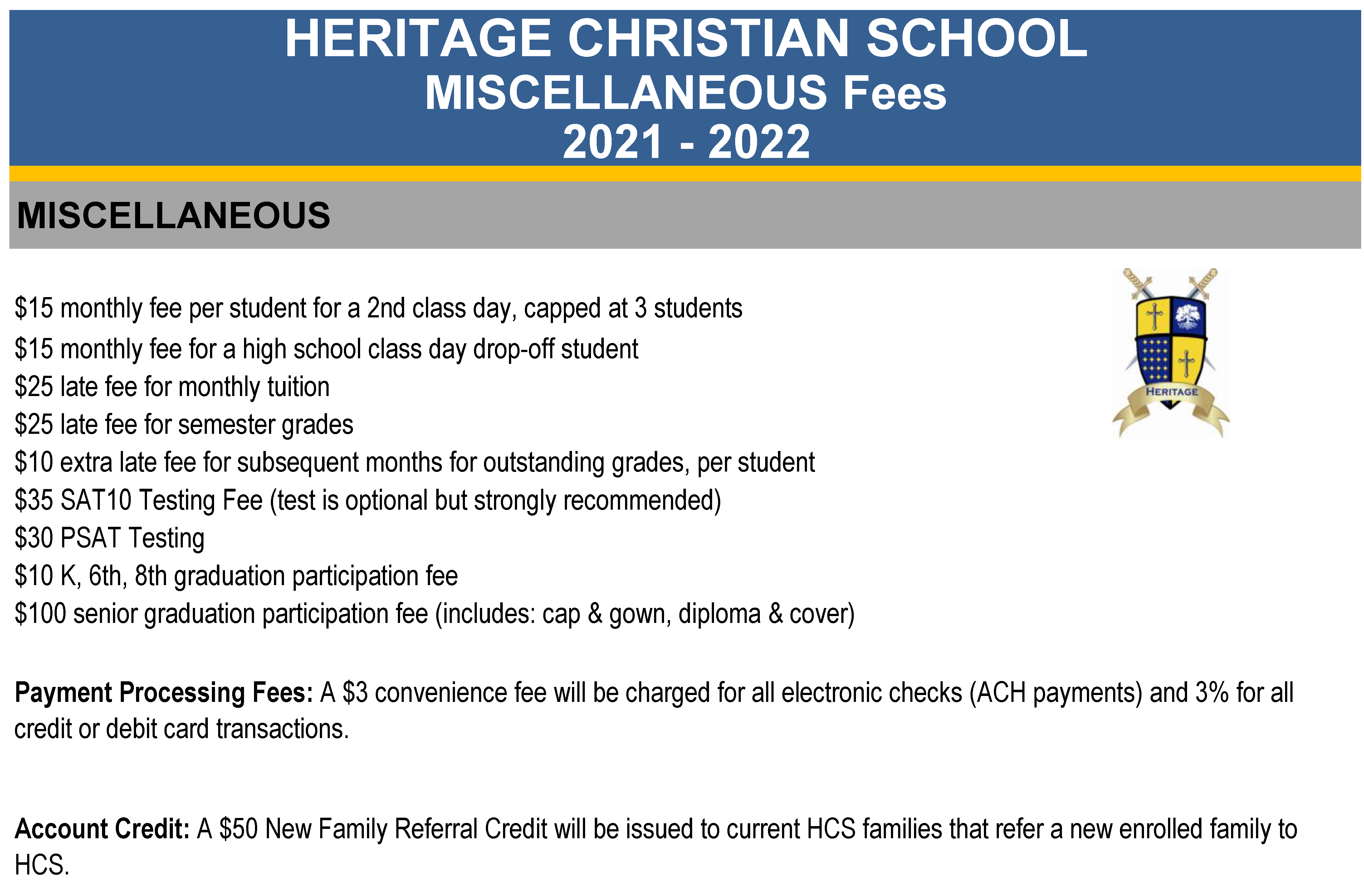 2021-2022 Misc Fees